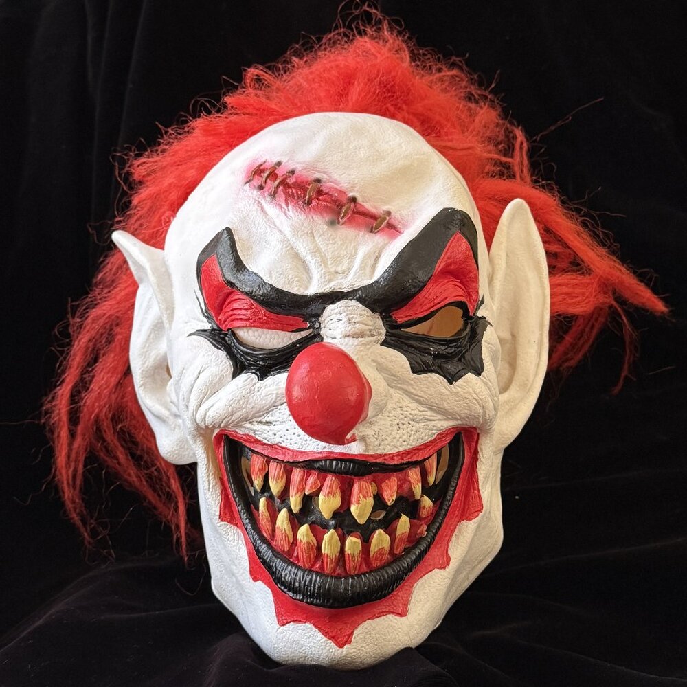 Seasonal Visions Carver Evil Clown Latex Mask Halloween Scary Creepy